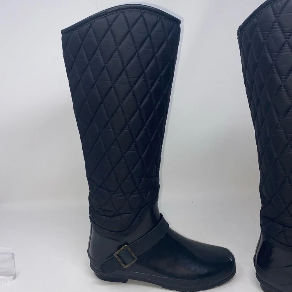 Sperry Black Top Sider Hingham Quilted Tall Shaft Rain Boots Sz. 5